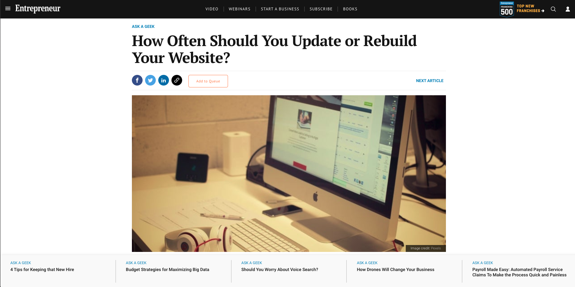 How Often Should You Update or Rebuild Your Website? - By Enterepreneur.com