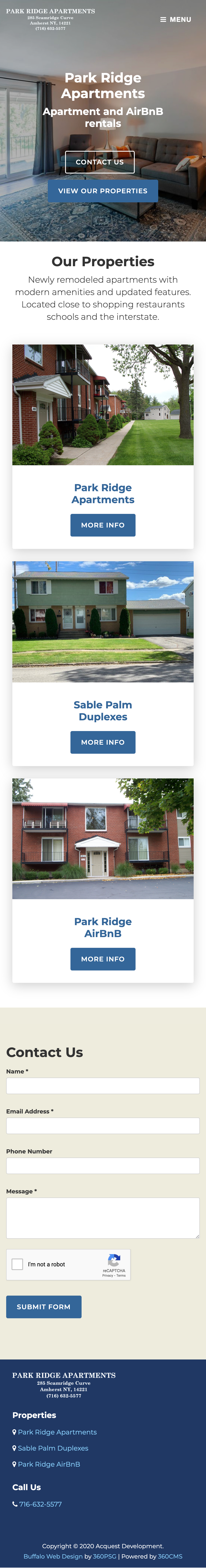 Park Ridge Apartments Website - Mobile