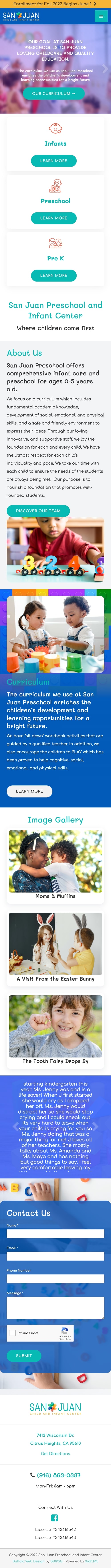 San Juan Preschool and Infant Center Website - Mobile