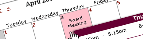 Event manager calendar view