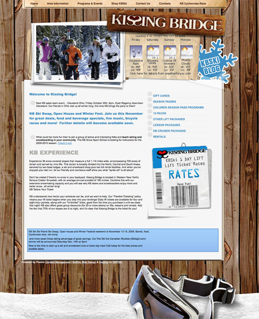Kissing Bridge Ski Resort Website - http://www.kbski.com