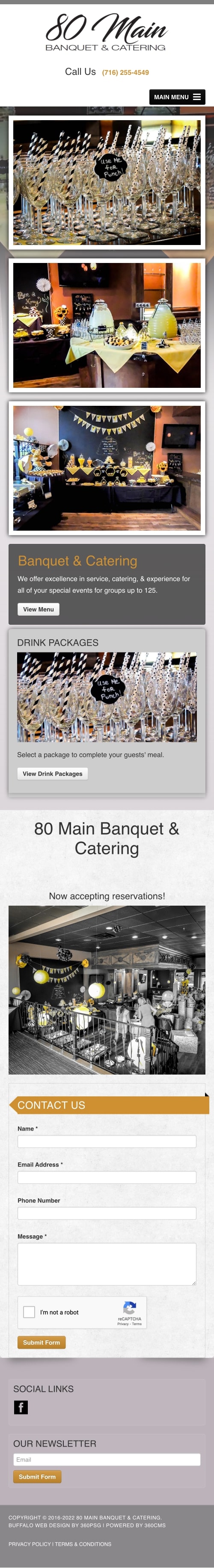 80 Main Banquet & Catering Website - Mobile