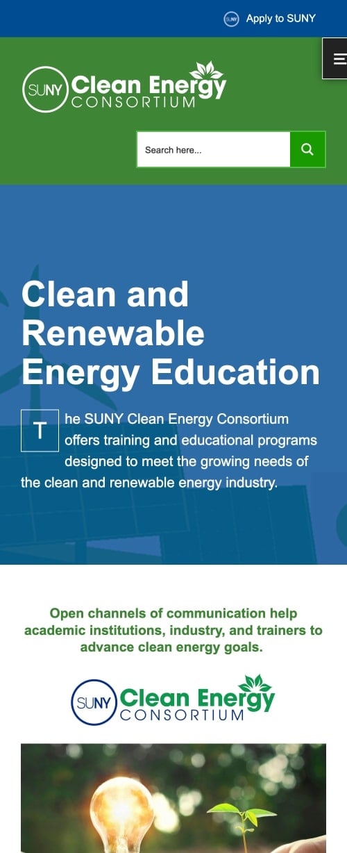 SUNY Clean Energy Consortium Website - Mobile