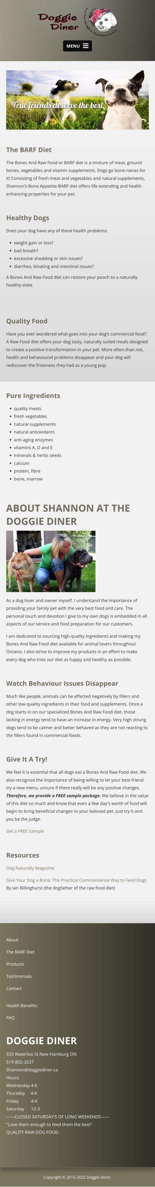 Doggie Diner Website - Mobile