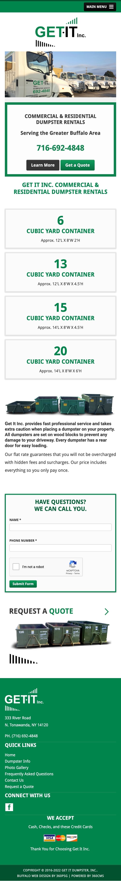 Get it Dumpster Service Website - Mobile