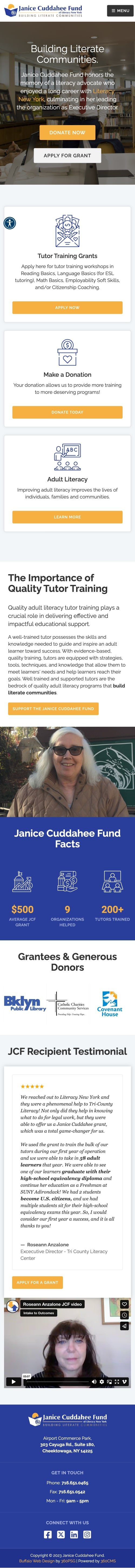 The Janice Cuddahee Fund Website - Mobile