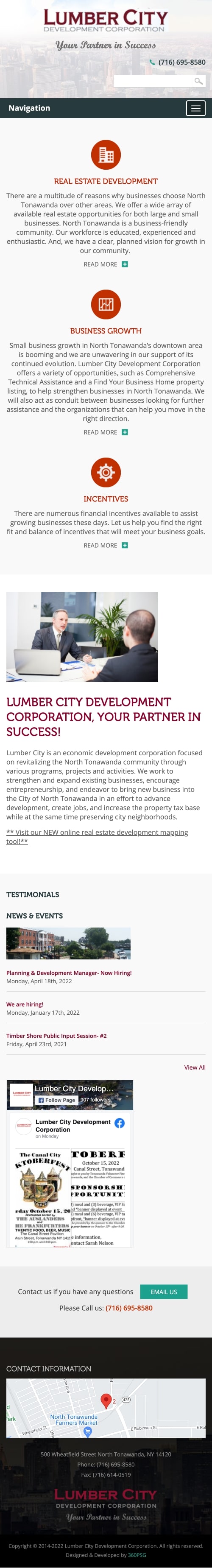 Lumber City Development Corporation Website - Mobile