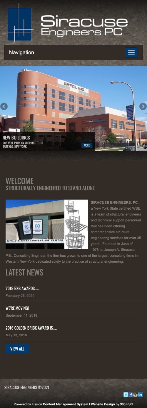 Siracuse Engineers Website - Mobile