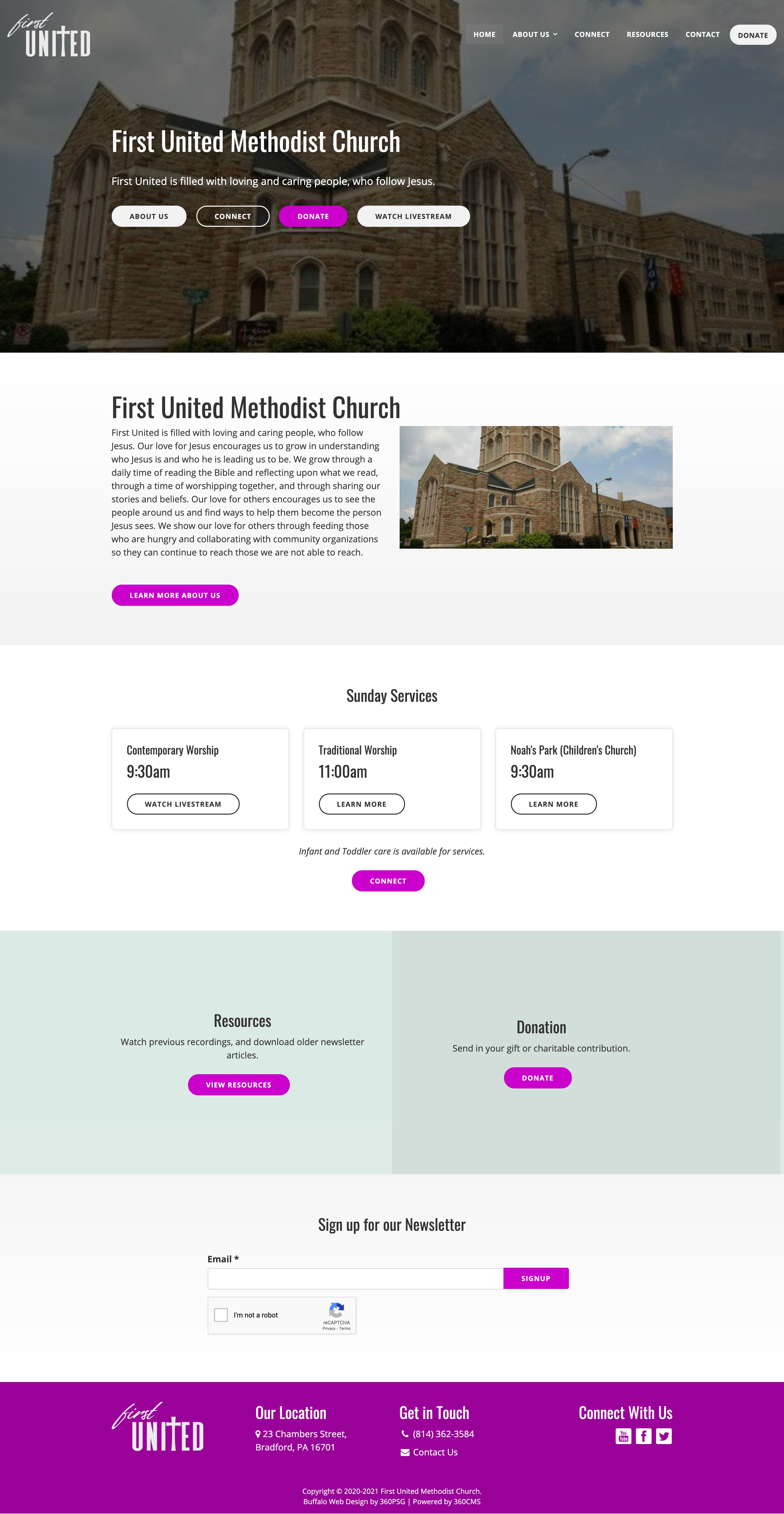 First United Methodist Church Website - Desktop