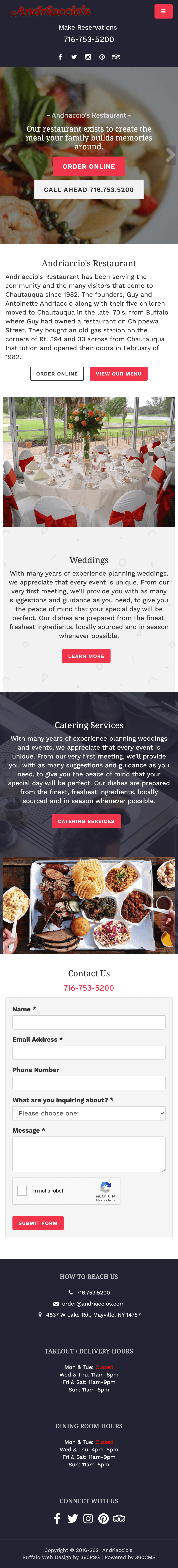 Andriaccio's Restaurant Website - Mobile