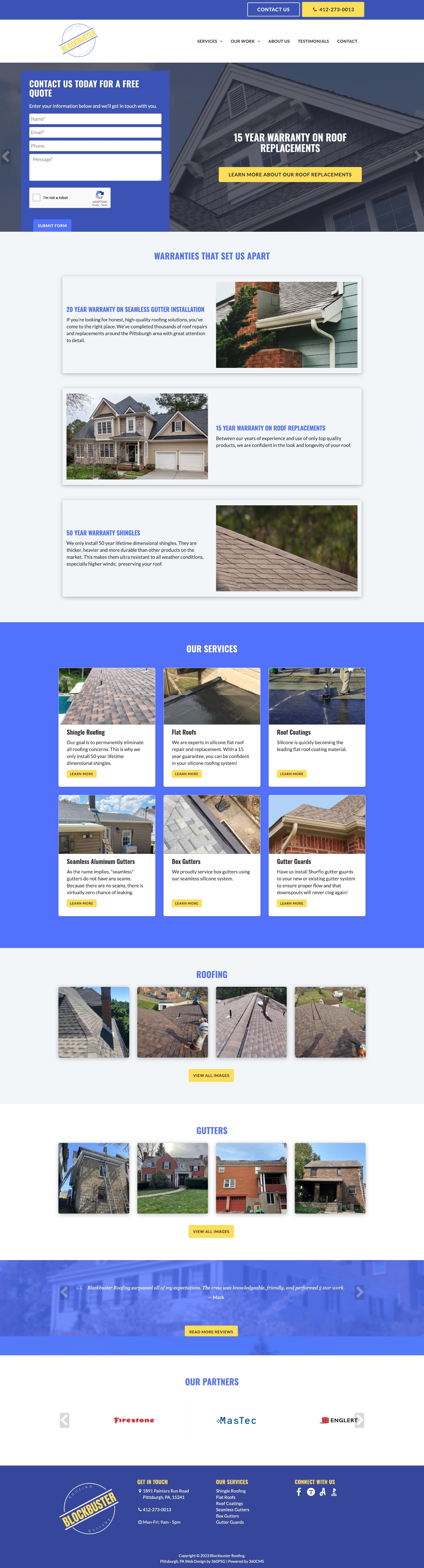 Blockbuster Roofing Website - Desktop