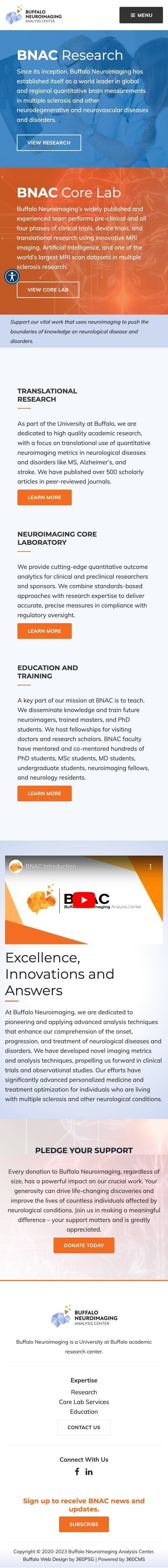 Buffalo Neuroimaging Analysis Center Website - Mobile
