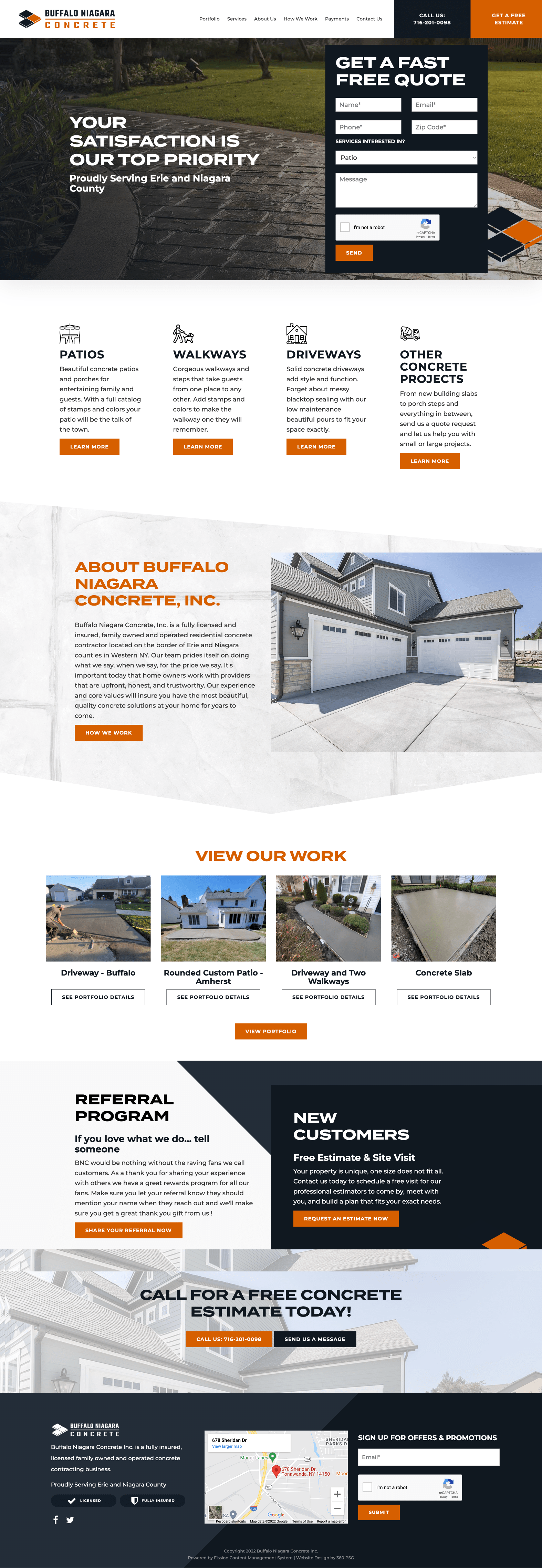 Buffalo Niagara Concrete Website - Desktop