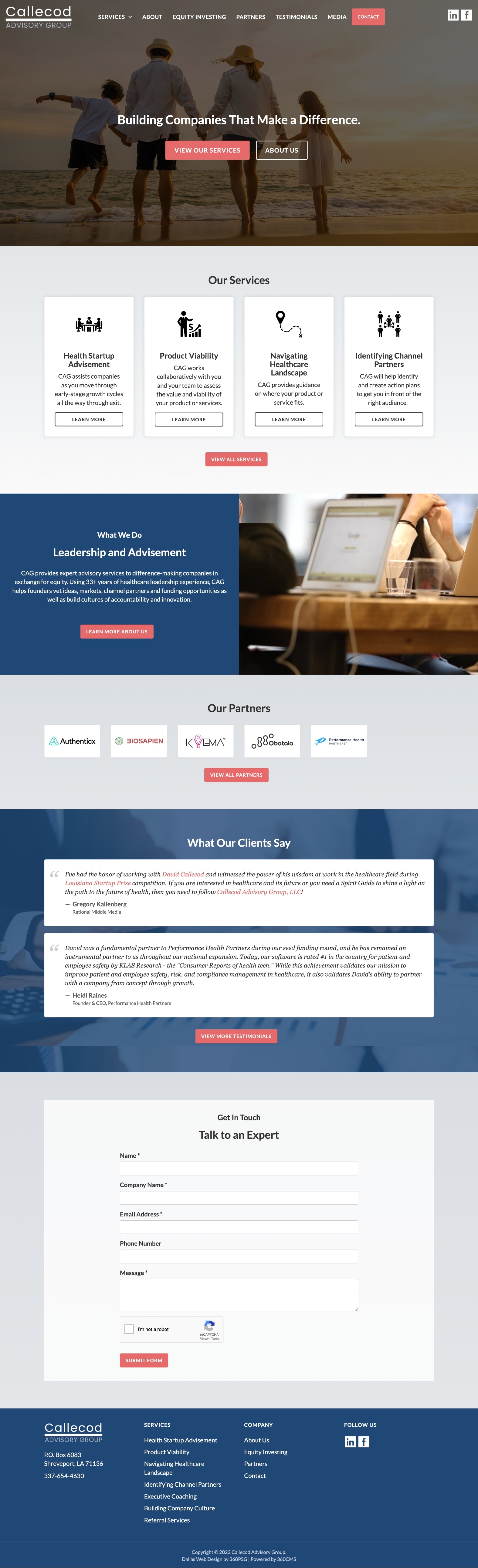 Callecod Advisory Group Website - Desktop