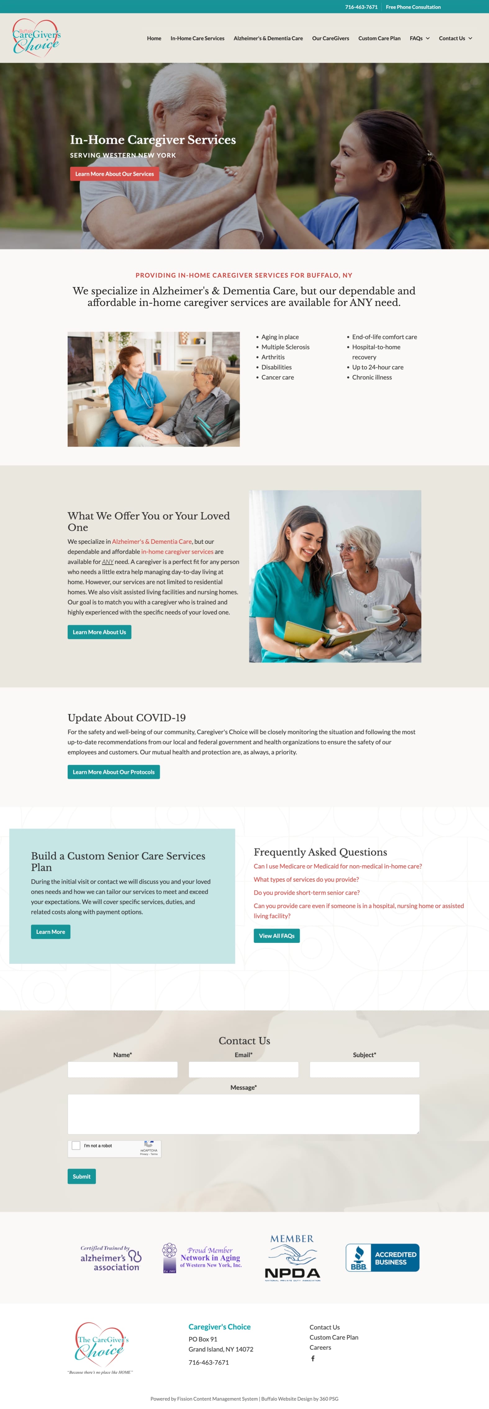 The  Caregiver's Choice Website - Desktop
