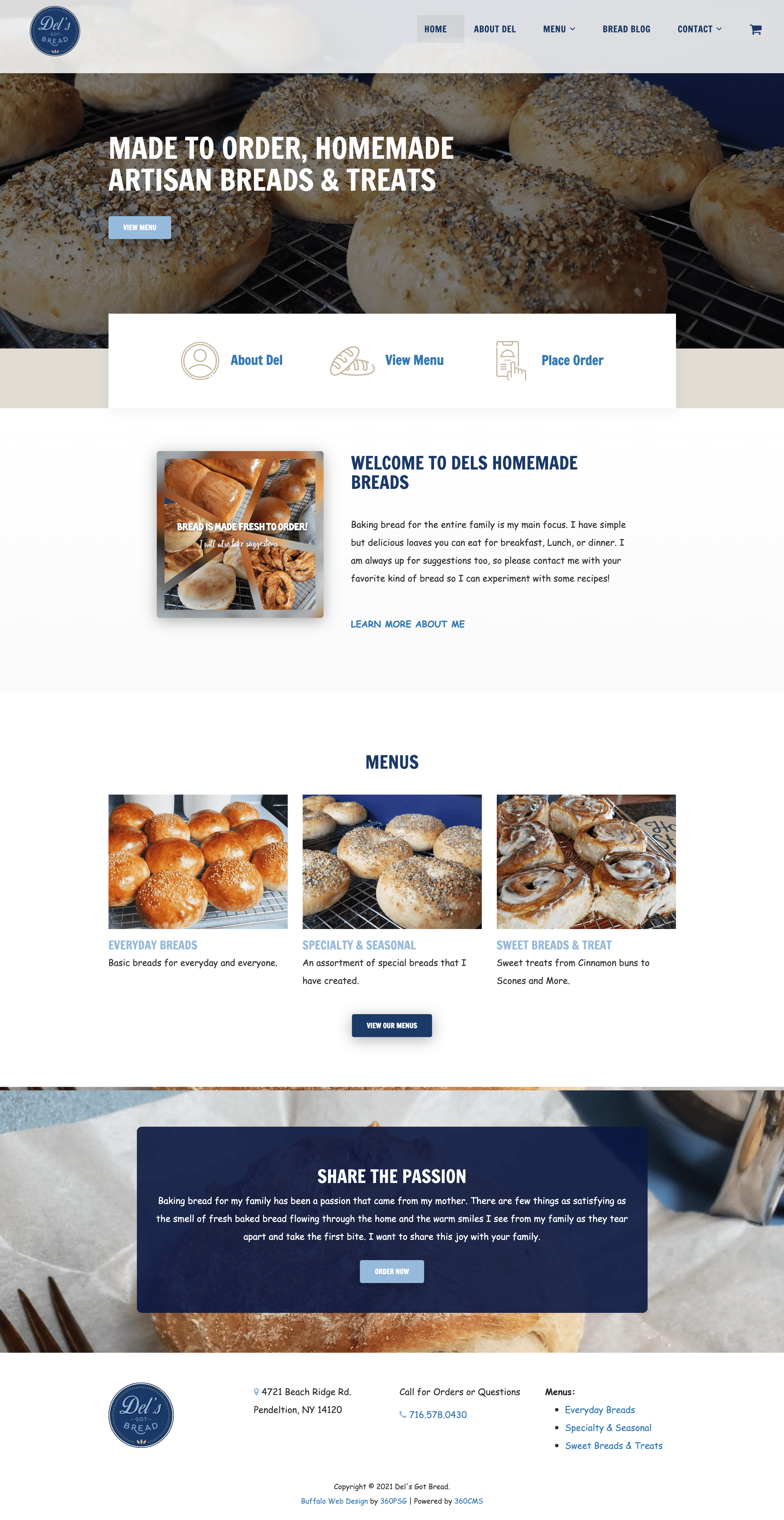 Del's Got Bread Website - Desktop