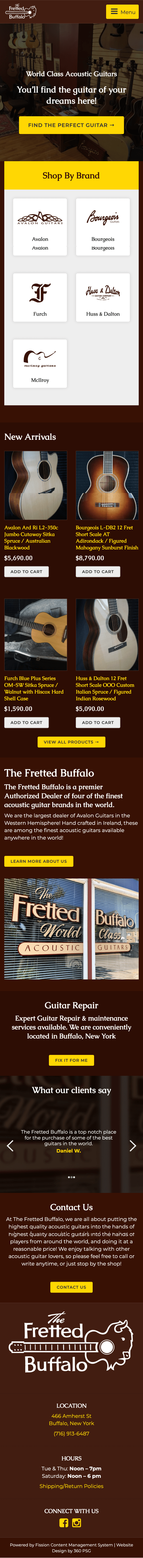 The Fretted Buffalo Website - Mobile