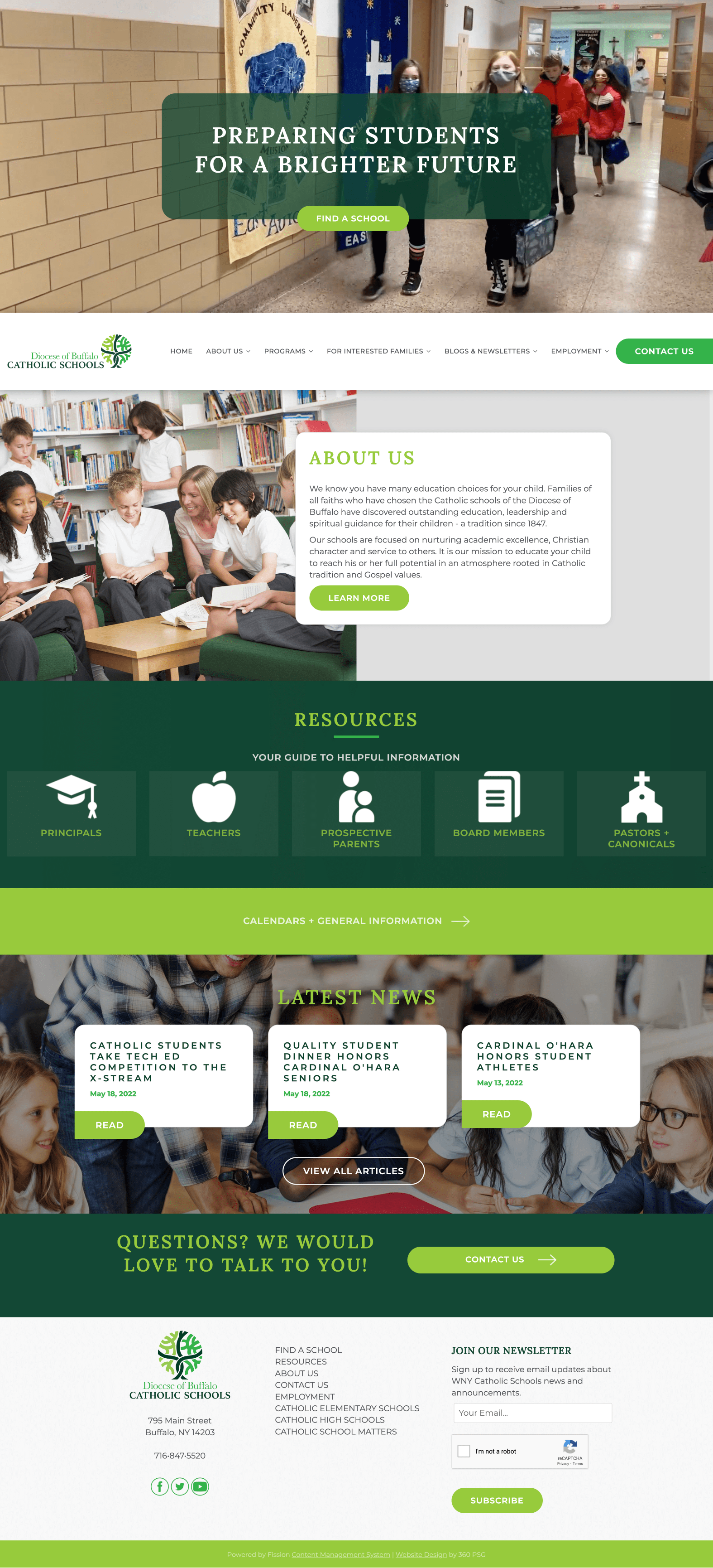 Diocese of Buffalo Catholic Schools Website - Desktop