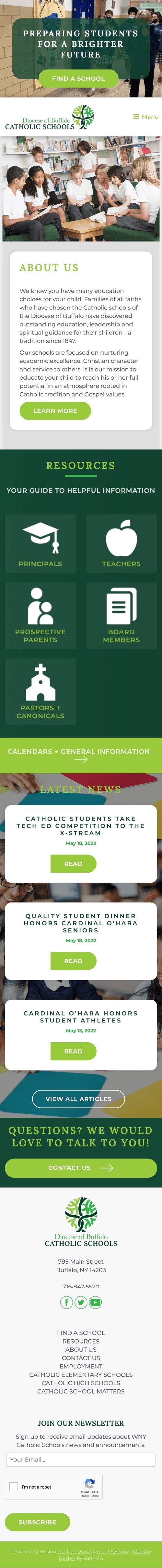 Diocese of Buffalo Catholic Schools Website - Mobile