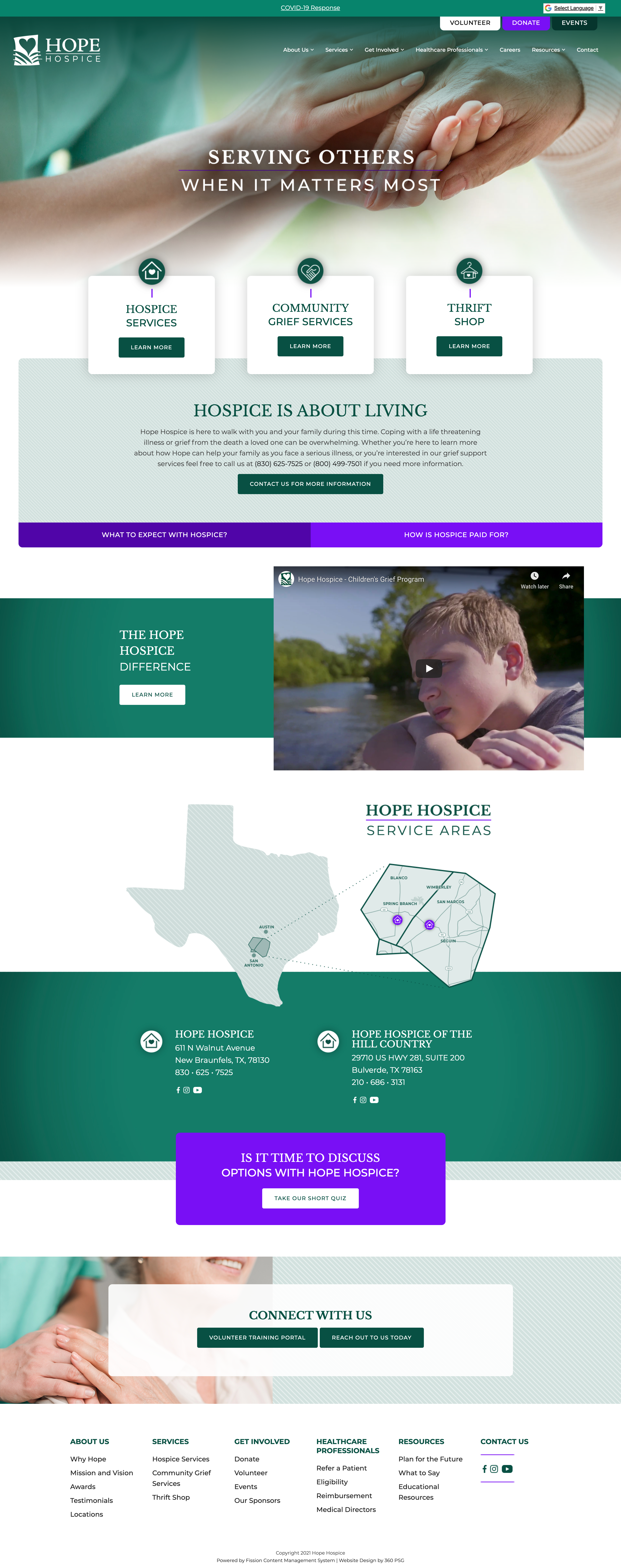 Hope Hospice Website - Desktop 