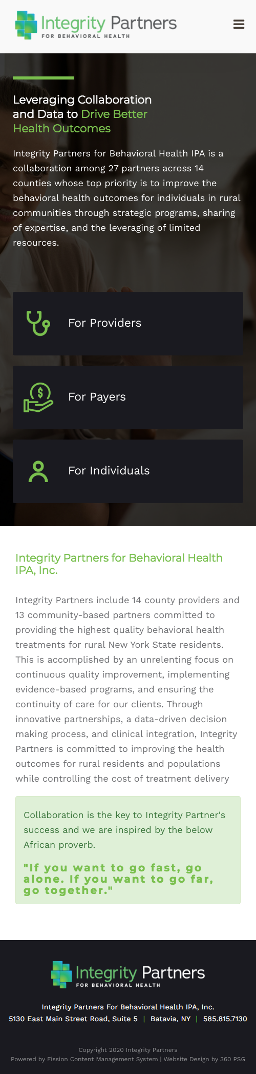 Integrity Website - Mobile