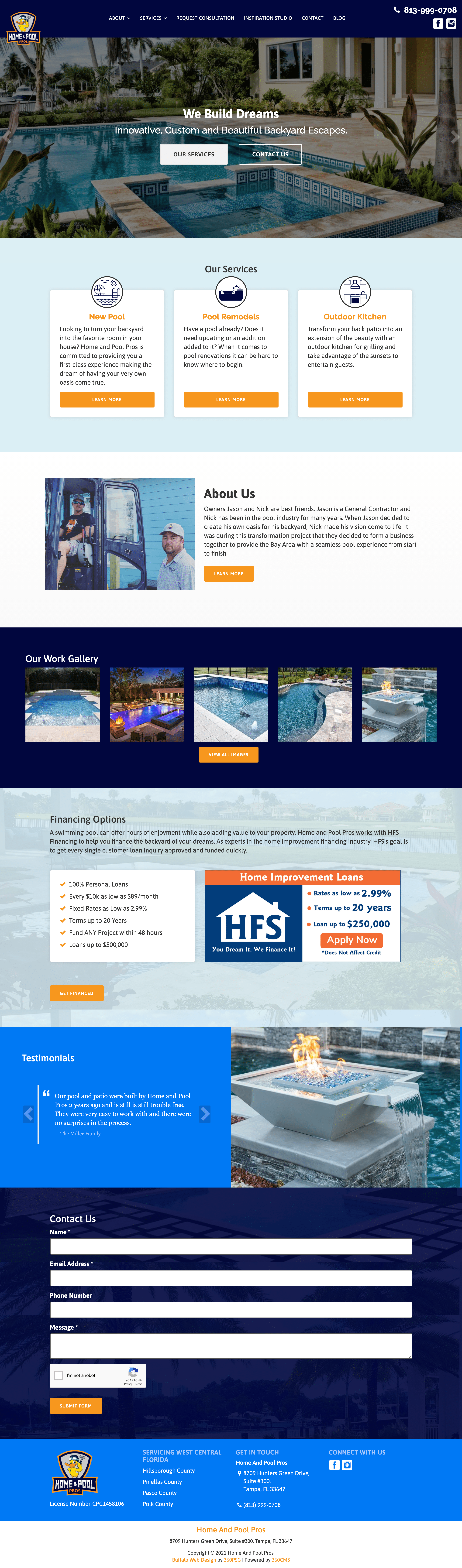 Home and Pool Pros Website - Desktop