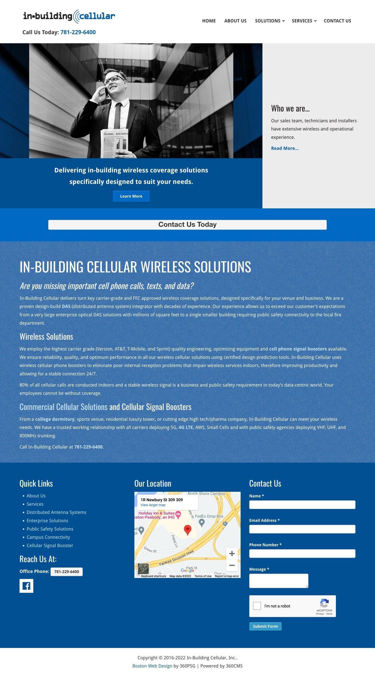 In-Building Cellular Website - Desktop