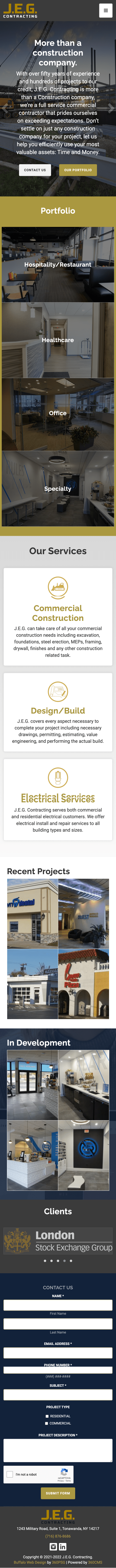 J.E.G. Contracting Website - Mobile