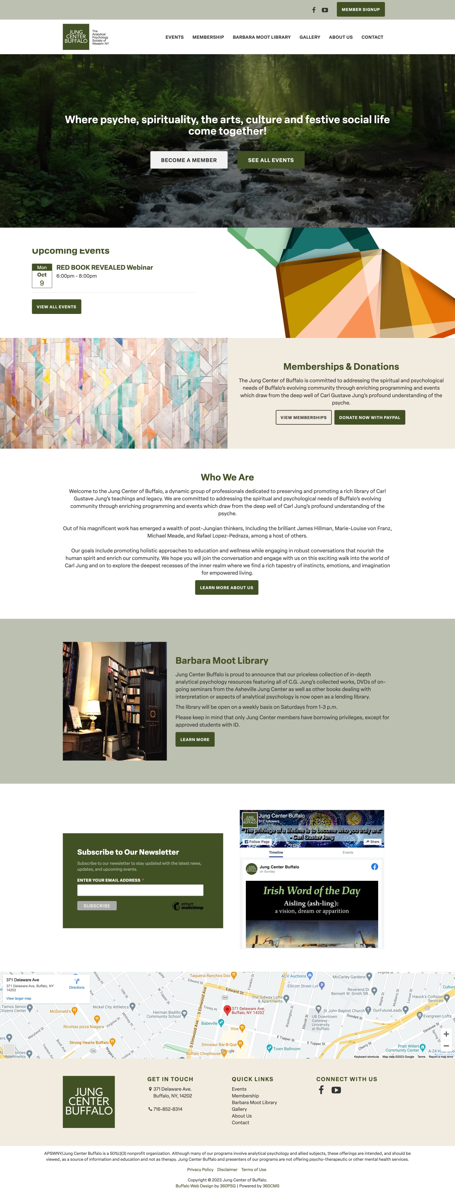 The Jung Center of Buffalo Website - Desktop