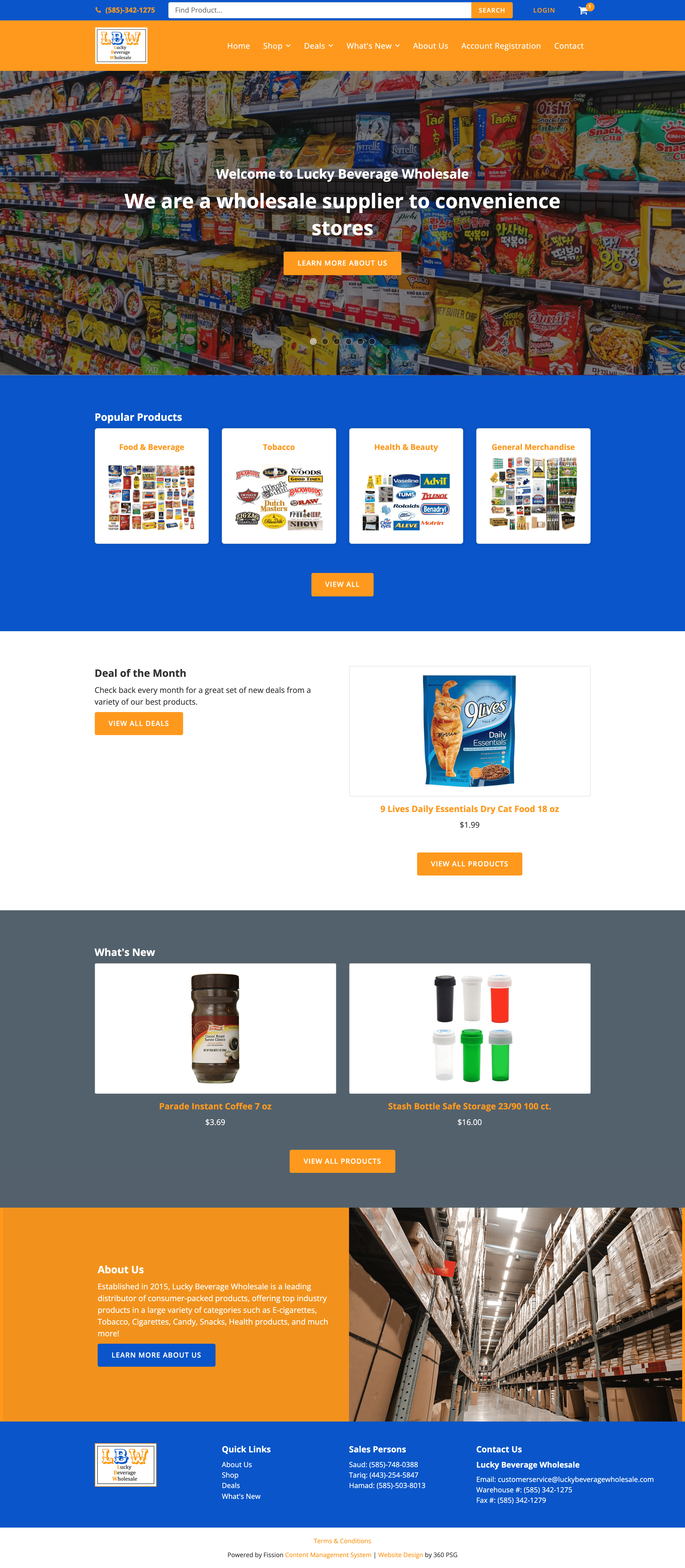 Lucky Beverage Wholesale Website - Desktop