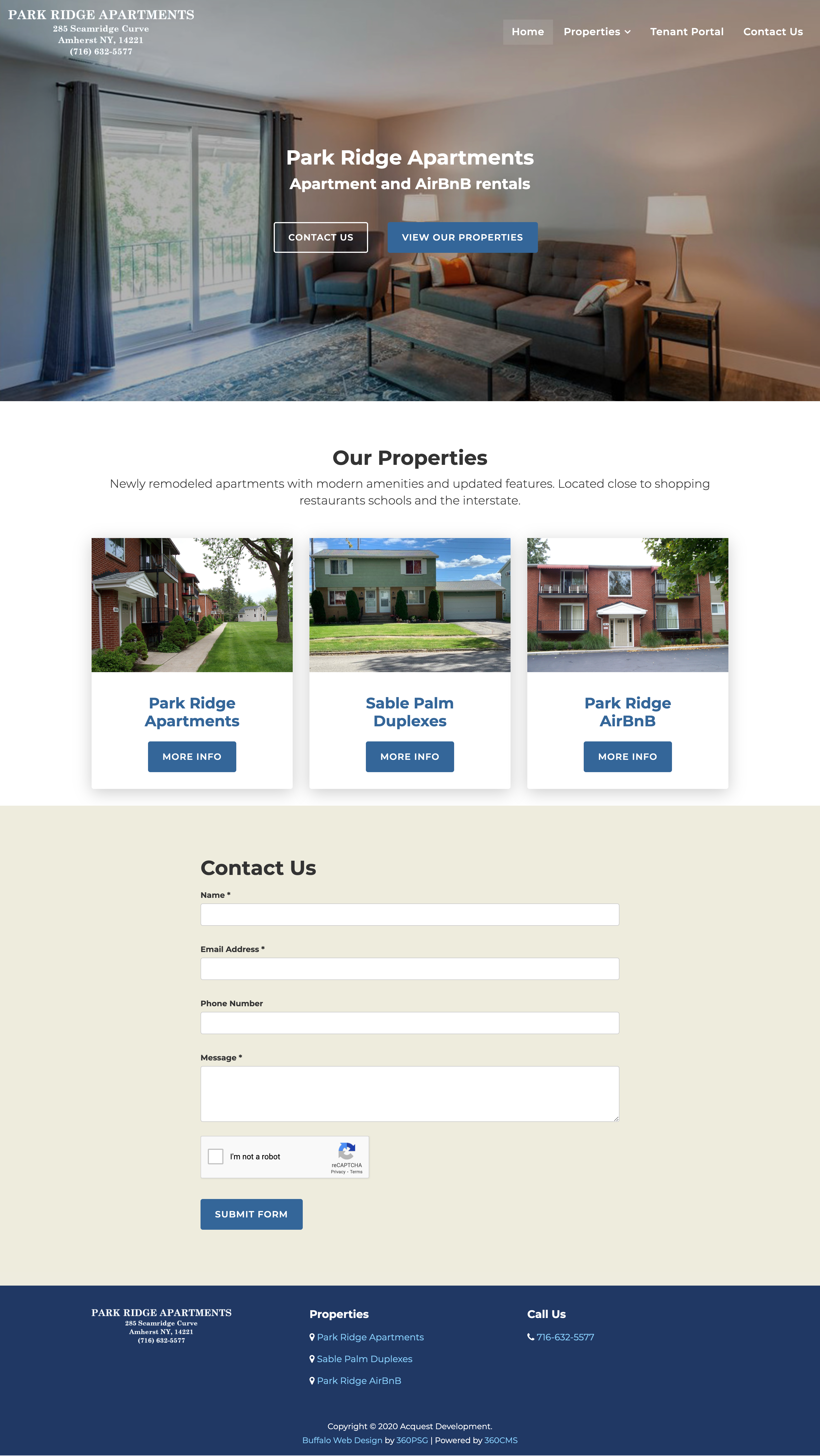 Park Ridge Apartments Website - Desktop