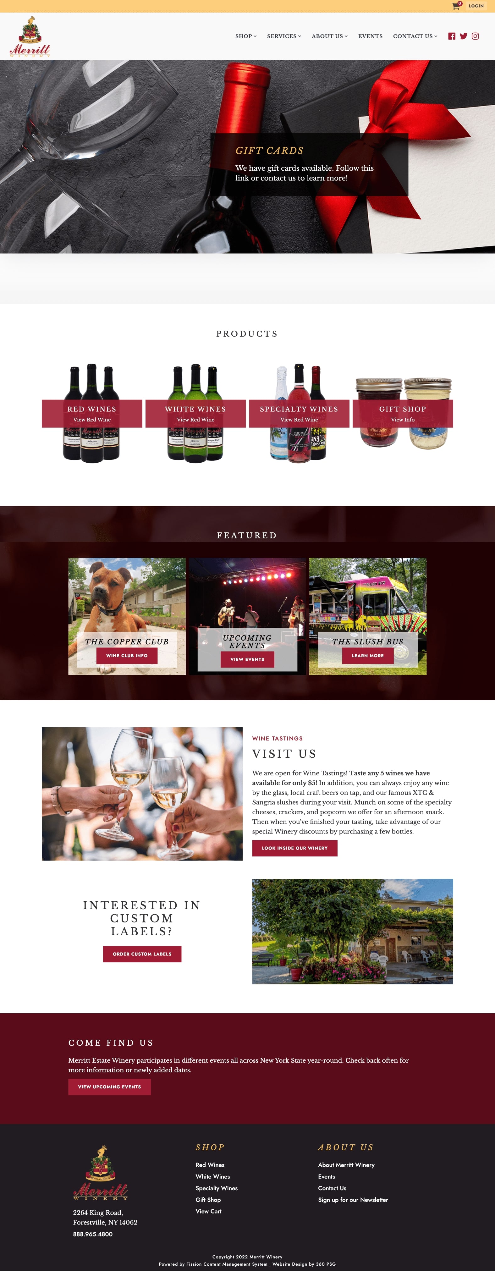 Merritt Winery Website - Desktop