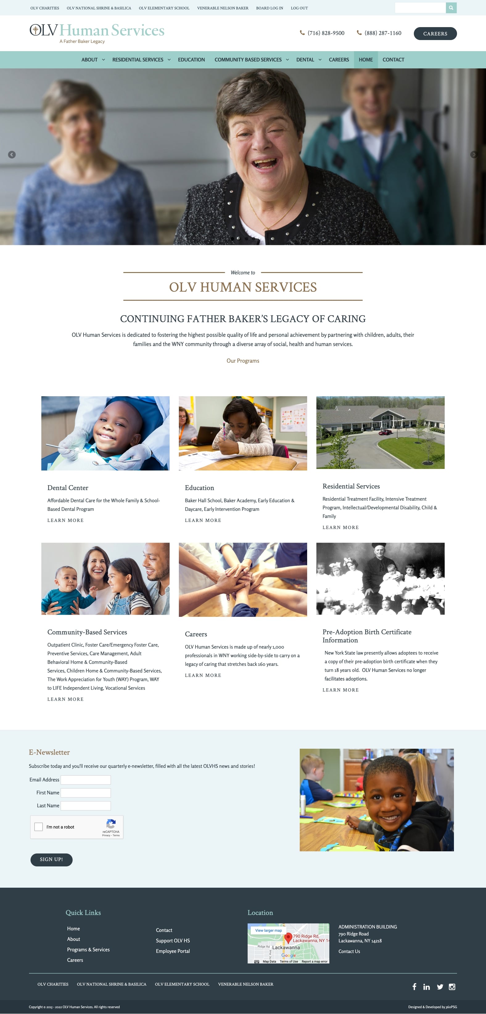 OLV Human Services Website - Desktop