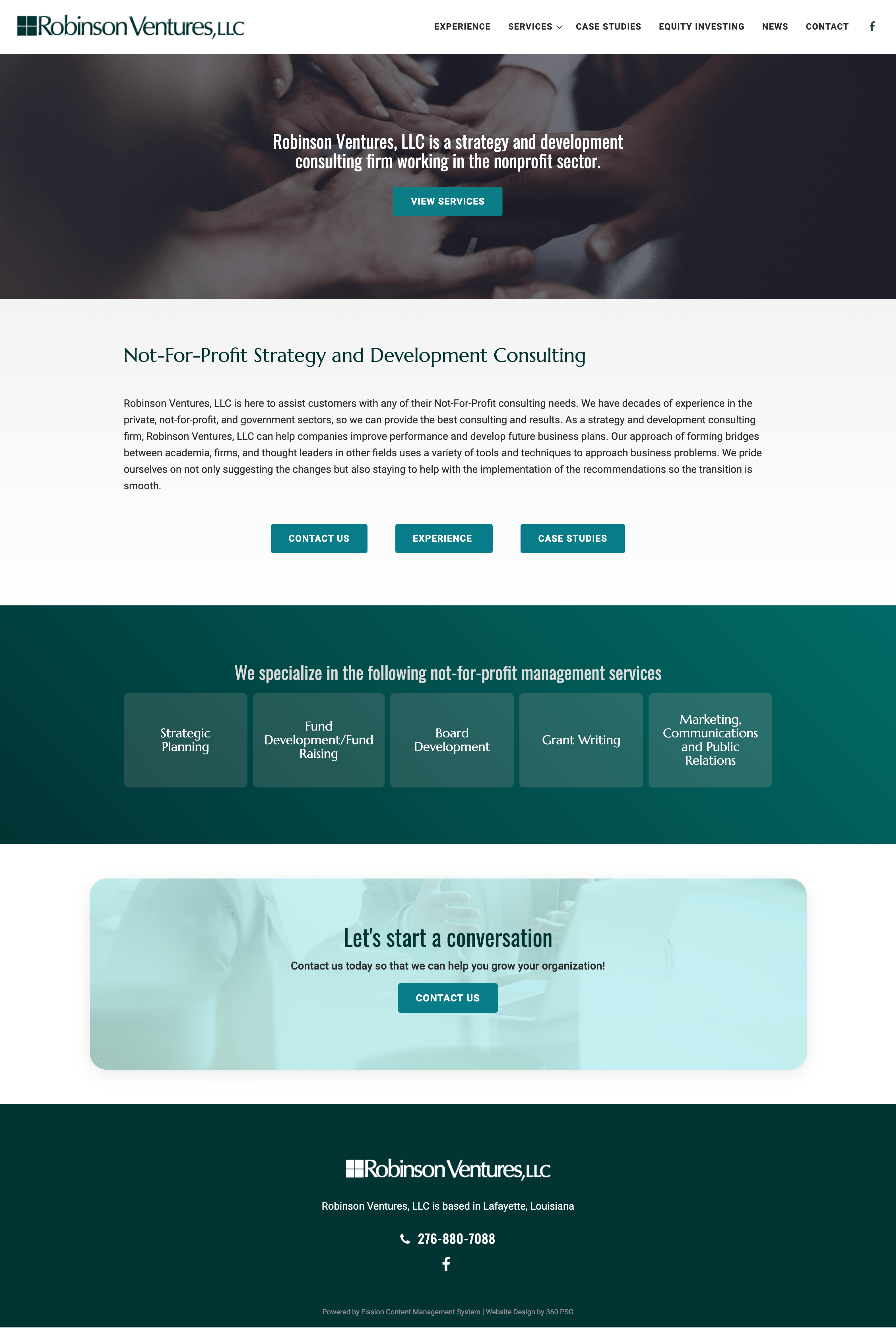 Robinson Ventures, LLC Website - Desktop