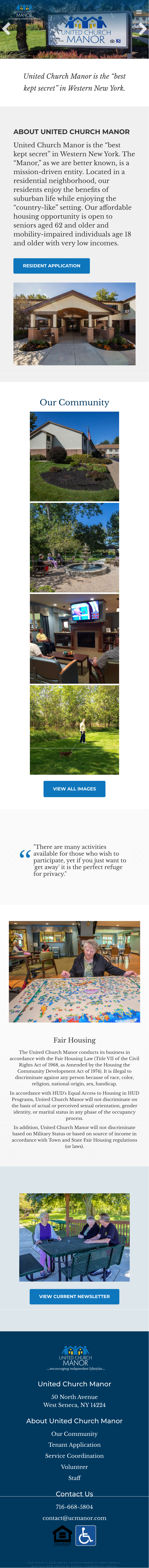 UC Manor Website - Mobile