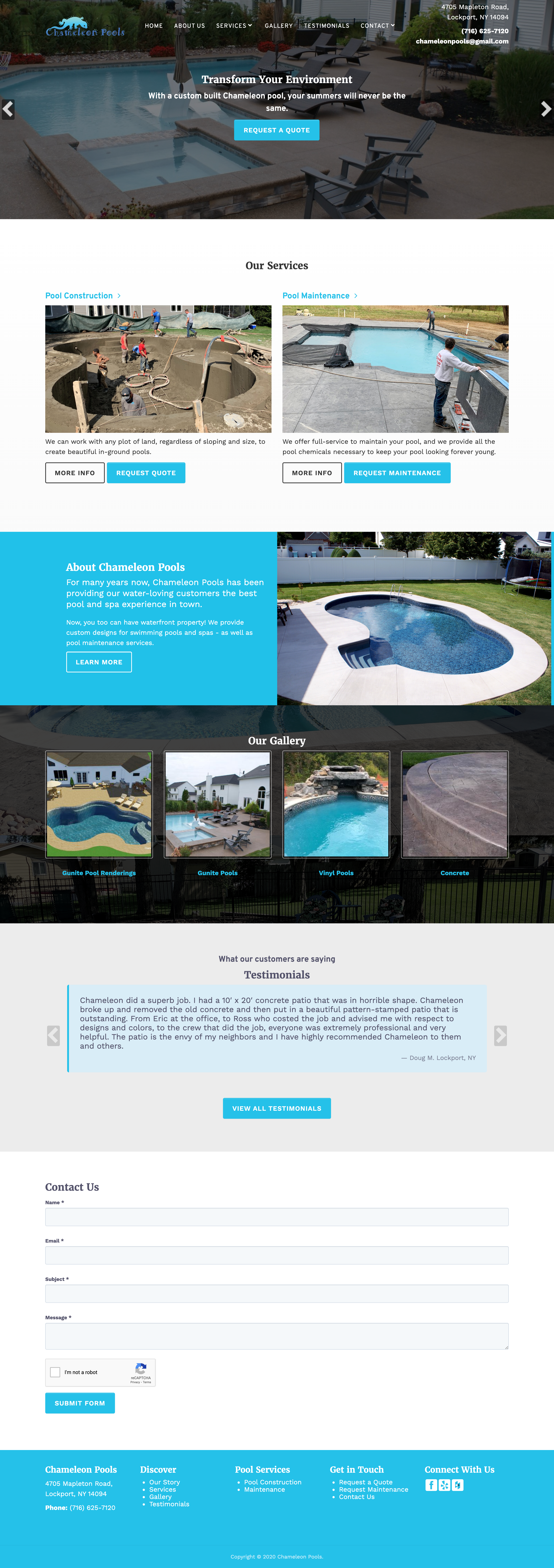 Chameleon Pools Website - Desktop