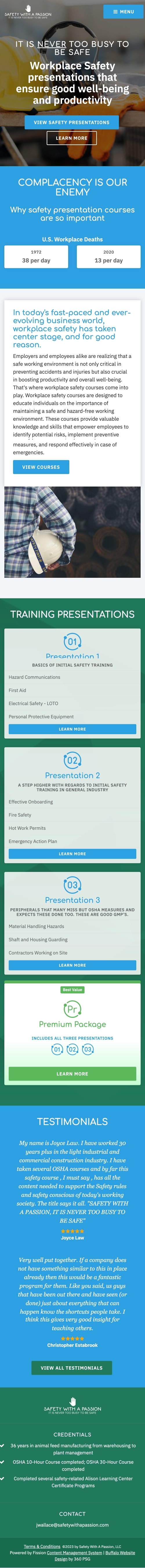 Safety With A Passion Website - Mobile