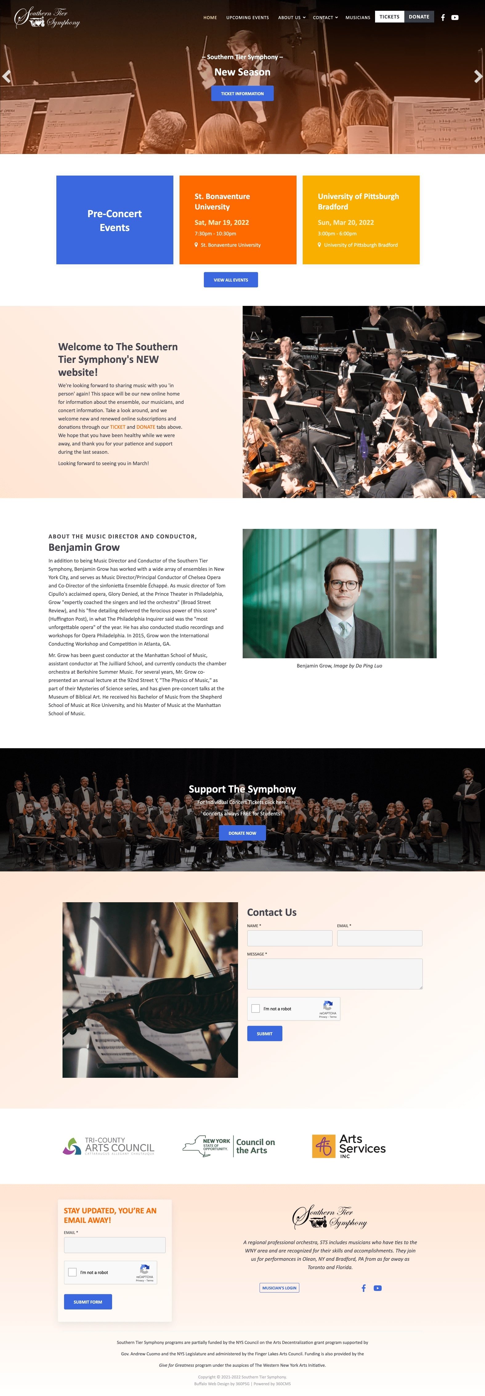 Southern Tier Symphony Website - Desktop