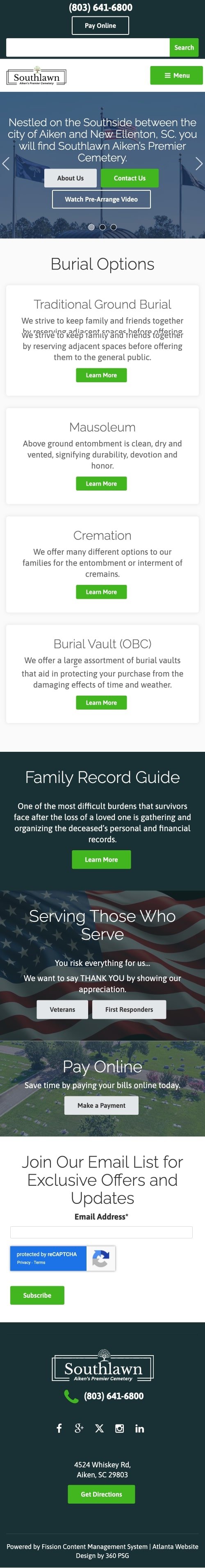 Southlawn Cemetery Website - Mobile