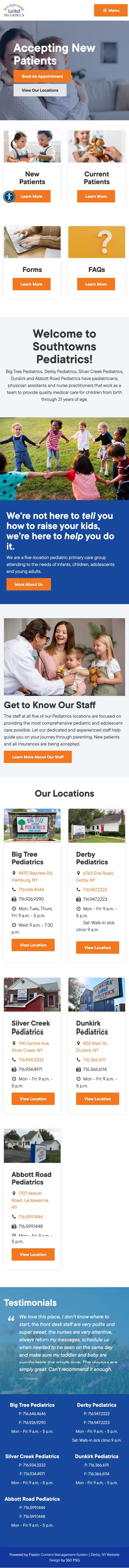 Southtowns Pediatrics Website - Mobile
