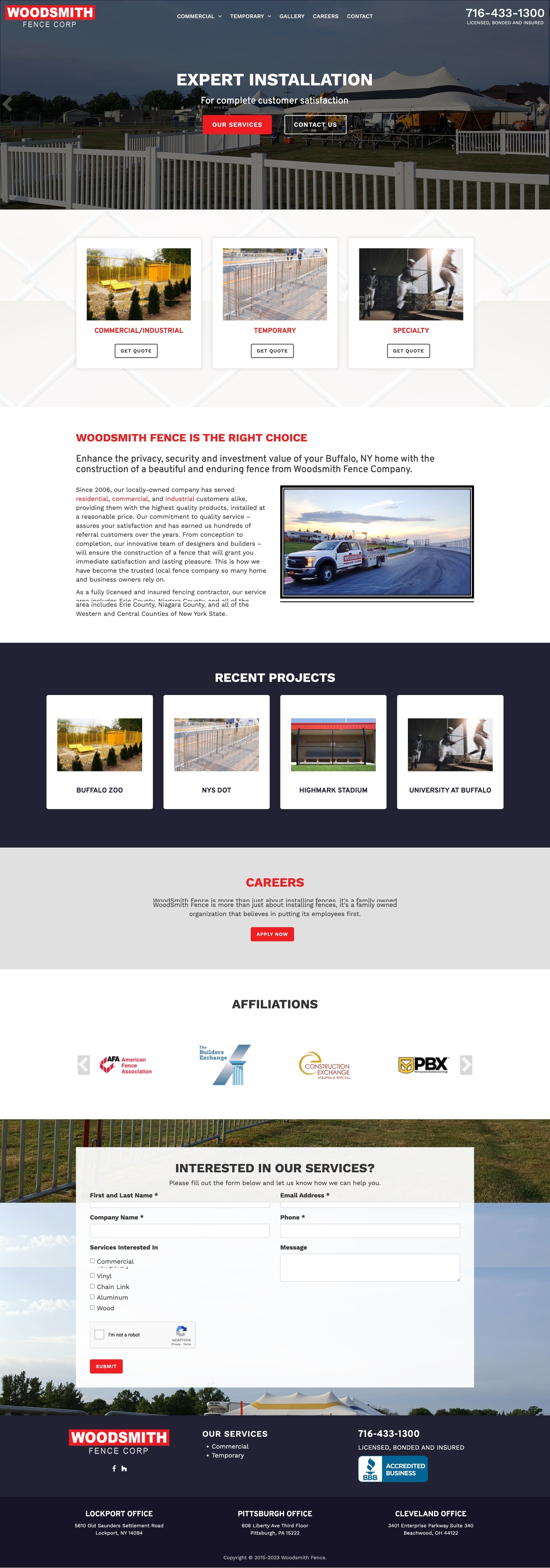 Woodsmith Fence Website - Desktop