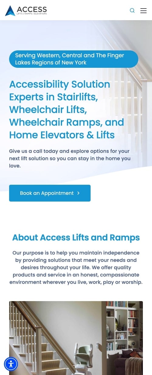 Access Lifts and Ramps Website - Mobile