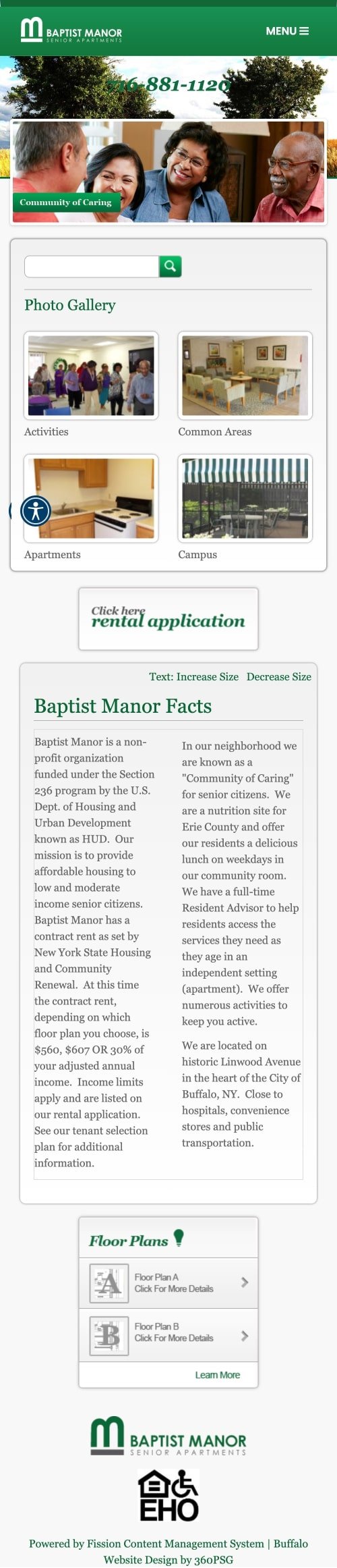 Baptist Manor Website - Mobile