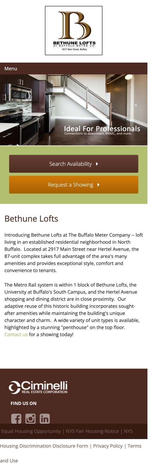 Bethune Lofts Website - Mobile