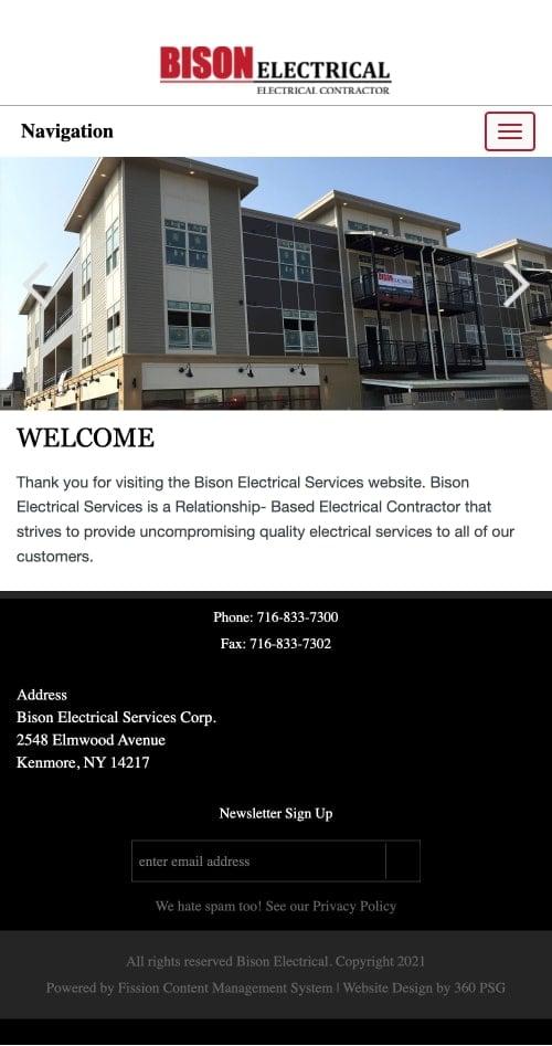 Bison Electrical Website - Mobile