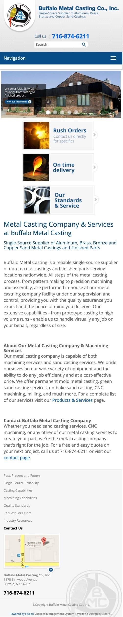 Buffalo Metal Casting Website - Mobile