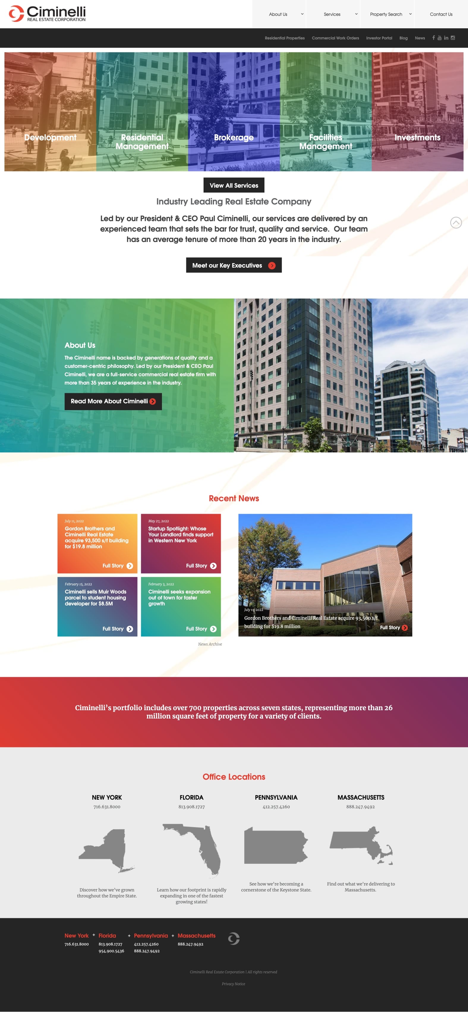 Ciminelli Real Estate Corporation Website - Desktop