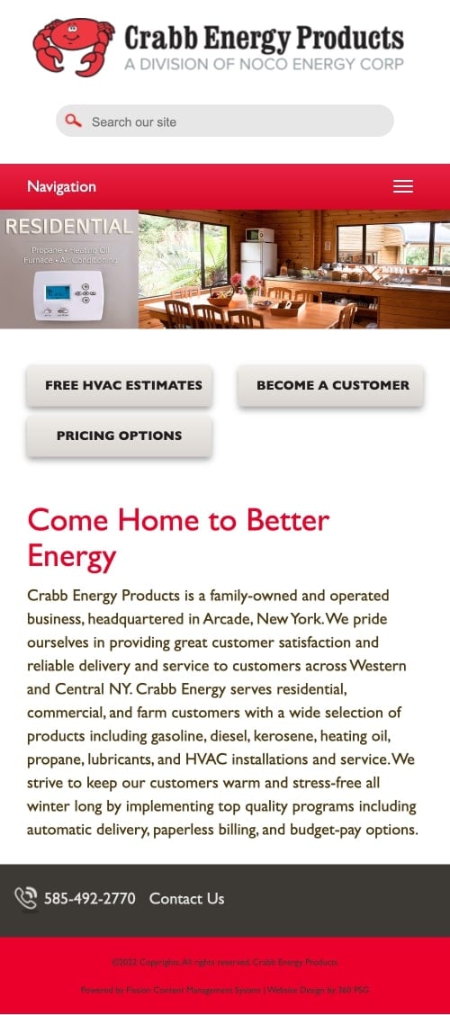Crabb Energy Website - Mobile