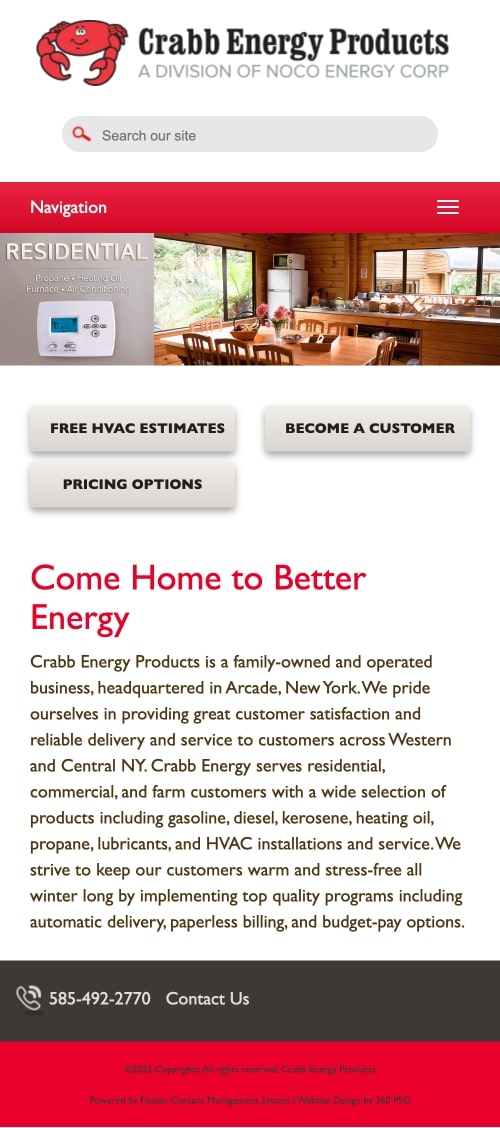 Crabb Energy Website - Mobile