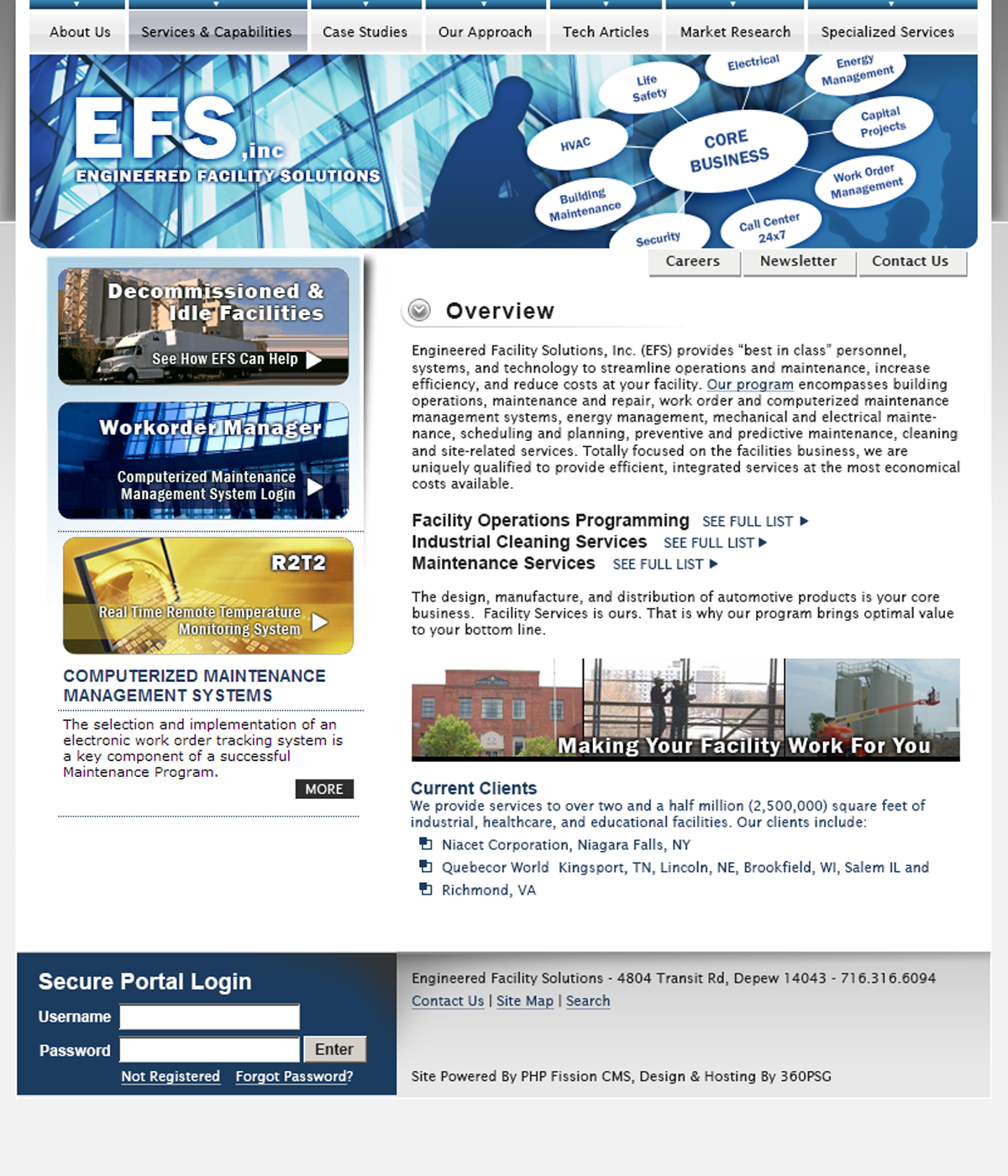 Engineered Facility Solutions Website - Desktop